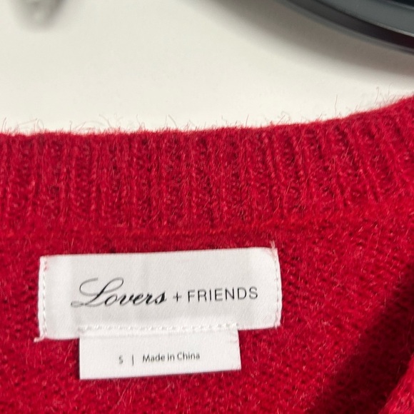 Lovers and Friends Revolve Cherry Red Tight Knit Sweater size small fall 90s - Picture 5 of 11